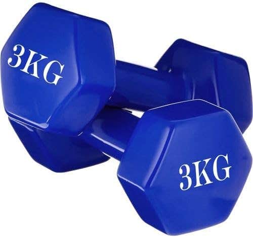 Generic Double Vinyl Hex Dumbbells 3kg Set - Blue - Muscle Training - Fitness
