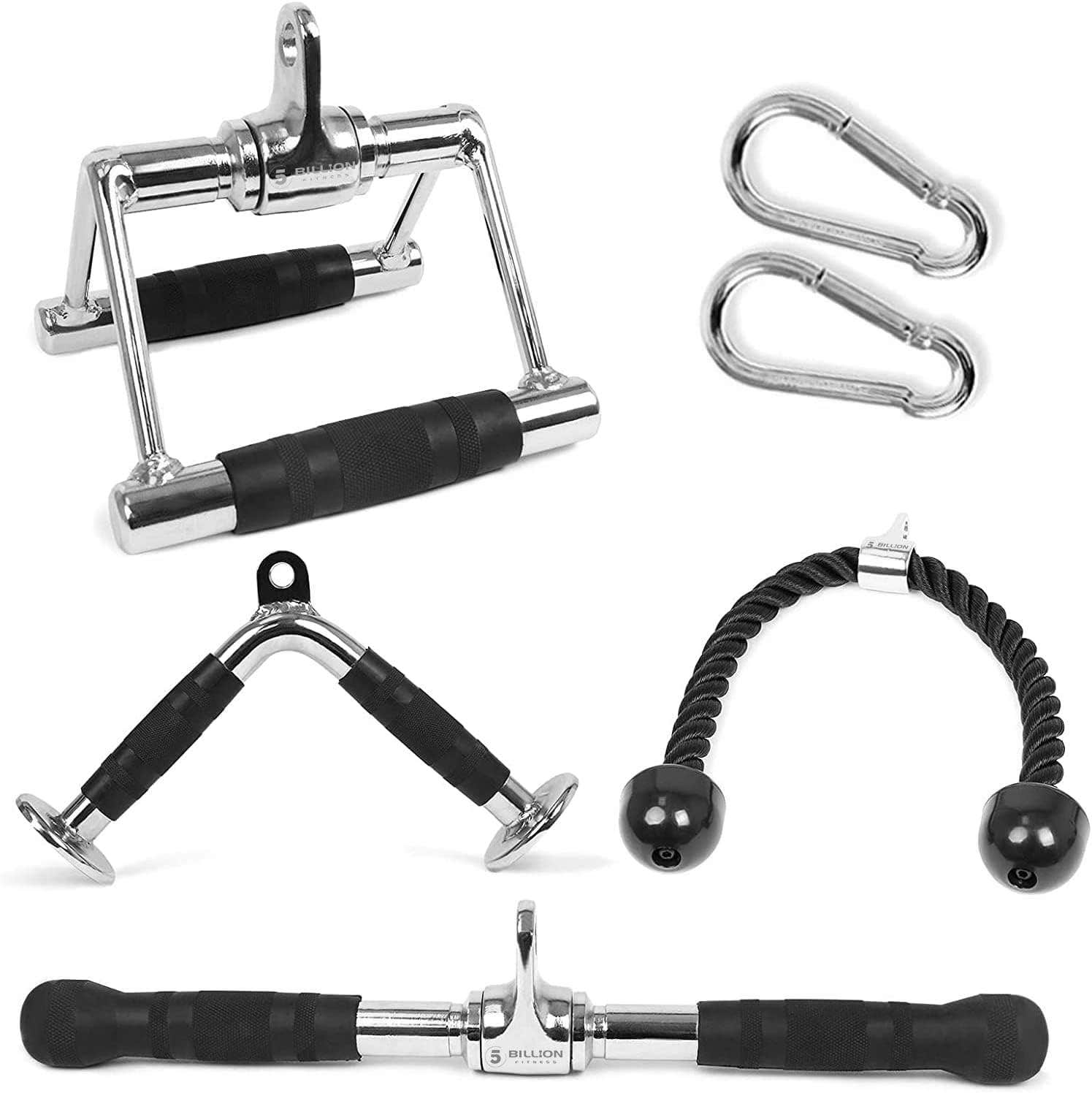 5BILLION Fitness Triceps Cable Pull Down Press Set - Solid Steel V-Handle & Rotation Bar