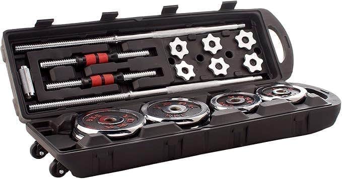 Generic Black Chrome Dumbbell Set - 50kg Weight Plates