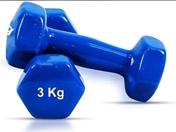 Premium 3 kg Royal Blue Vinyl Hexagonal Dumbbell with Anti-slip Grip