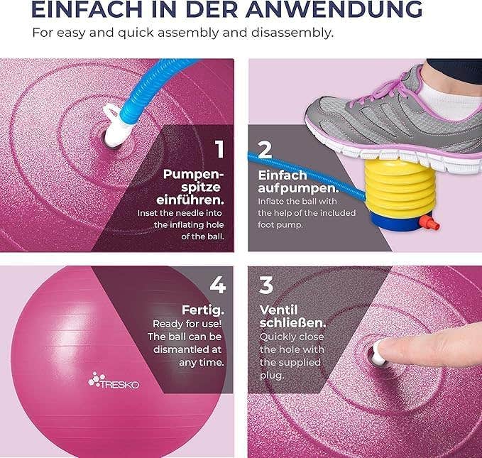 Yoga Pilates Grey Exercise Ball | 85cm Diameter | 300kg Capacity | Air Pump