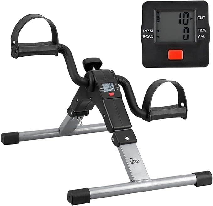 Uten Folding Pedal Exerciser with LCD Display - Black & Silver