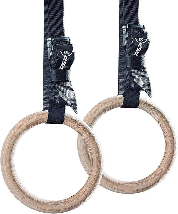 Rep Wood Gymnastic Rings 7.5' with Numbered Straps - FIG Specs