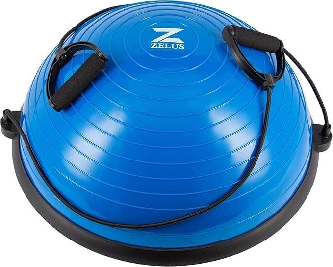 ZELUS 58cm Balance Ball Trainer with Resistance Bands, Blue