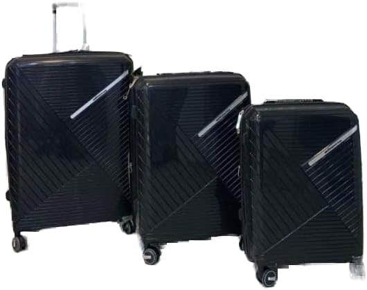 Unbreakable Luggage Trolley Bags with TSA Lock 4 Silent Spinner Wheels Double Zipper Expandable - ABS Black
