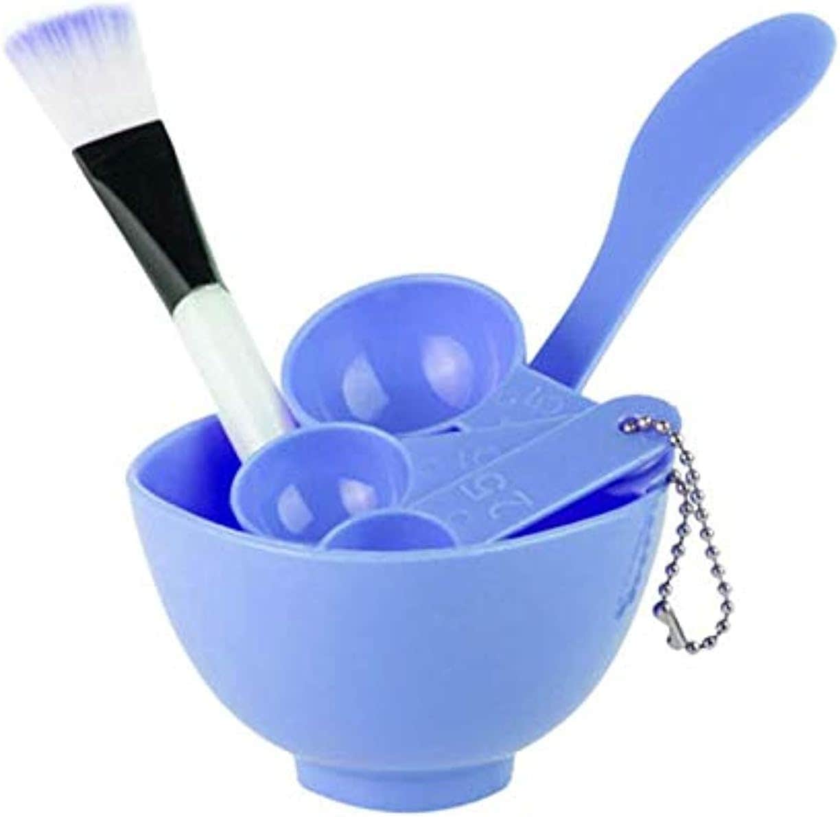 Women's, girl's 4 in 1 facial mask mixing stick, bowl, brush, spoons set - Assorted colors