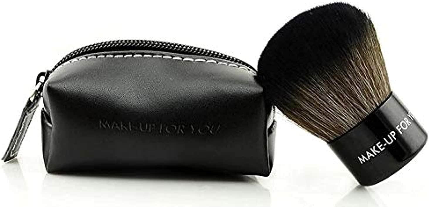 Blush Powder Brush Pro Makeup Tool Kit for Face Make Up with Pu Leather Bag - Black