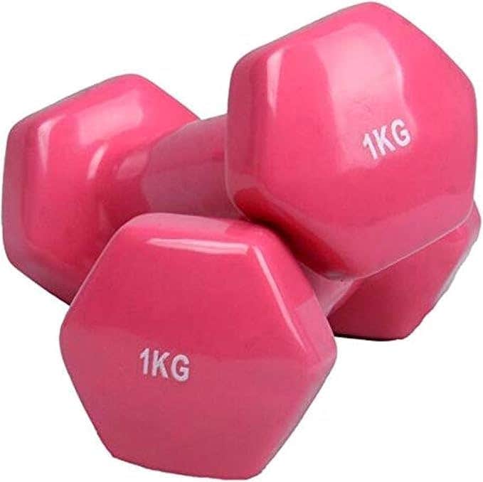 one year warranty_Double dumbbells vinyl - 1KG- Set of 2PCS- Pink
