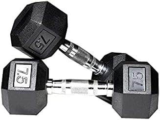Hexa Dumbbells 7.5kg Set | 7.5kg×2pcs Pair | Hexagon Dumbles | exercise Dumbells | Rubber coated home gym kit Dumbells | (Pack of 2) 15kg Weights