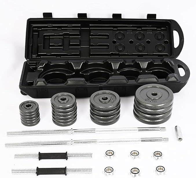 50kg Adjustable Dumbbell Set with Bars and Locks for Weightlifting, Home Workout, Strength Training, Cast Iron for Home Gym 50kg