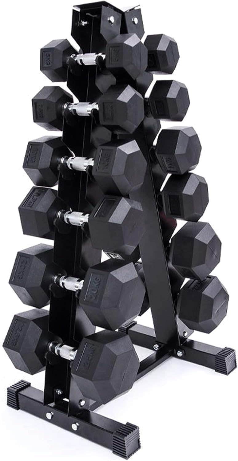 RAVIAN Hex Dumbbells Pair | Rubber-Encased Cast Iron Hand Weights - Strength Training & Fitness