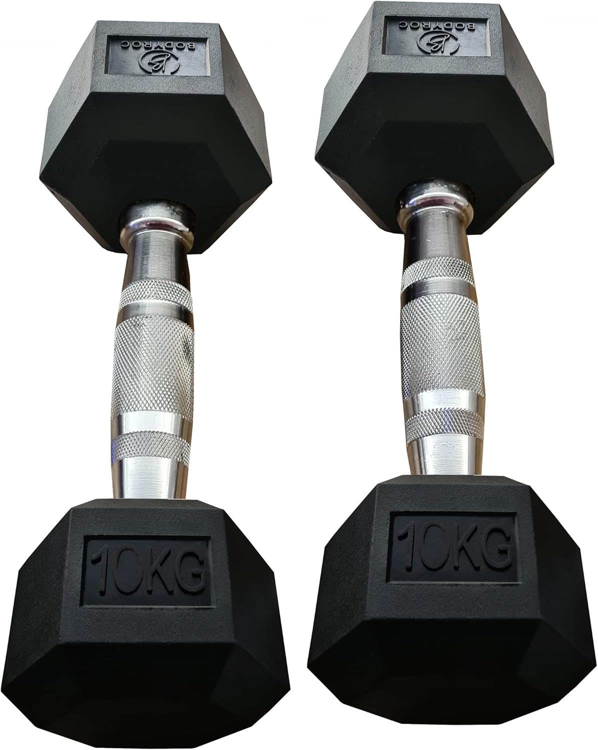 Dumbbells Weights (Range 2.5kg - 30kg, Pairs)– Rubber Encased Cast Iron Hex DumbbellsWeights Sets - Home Gym Workout Fitness Equipment for Men & Women - Weight Strength Training (10 KG - Pair)