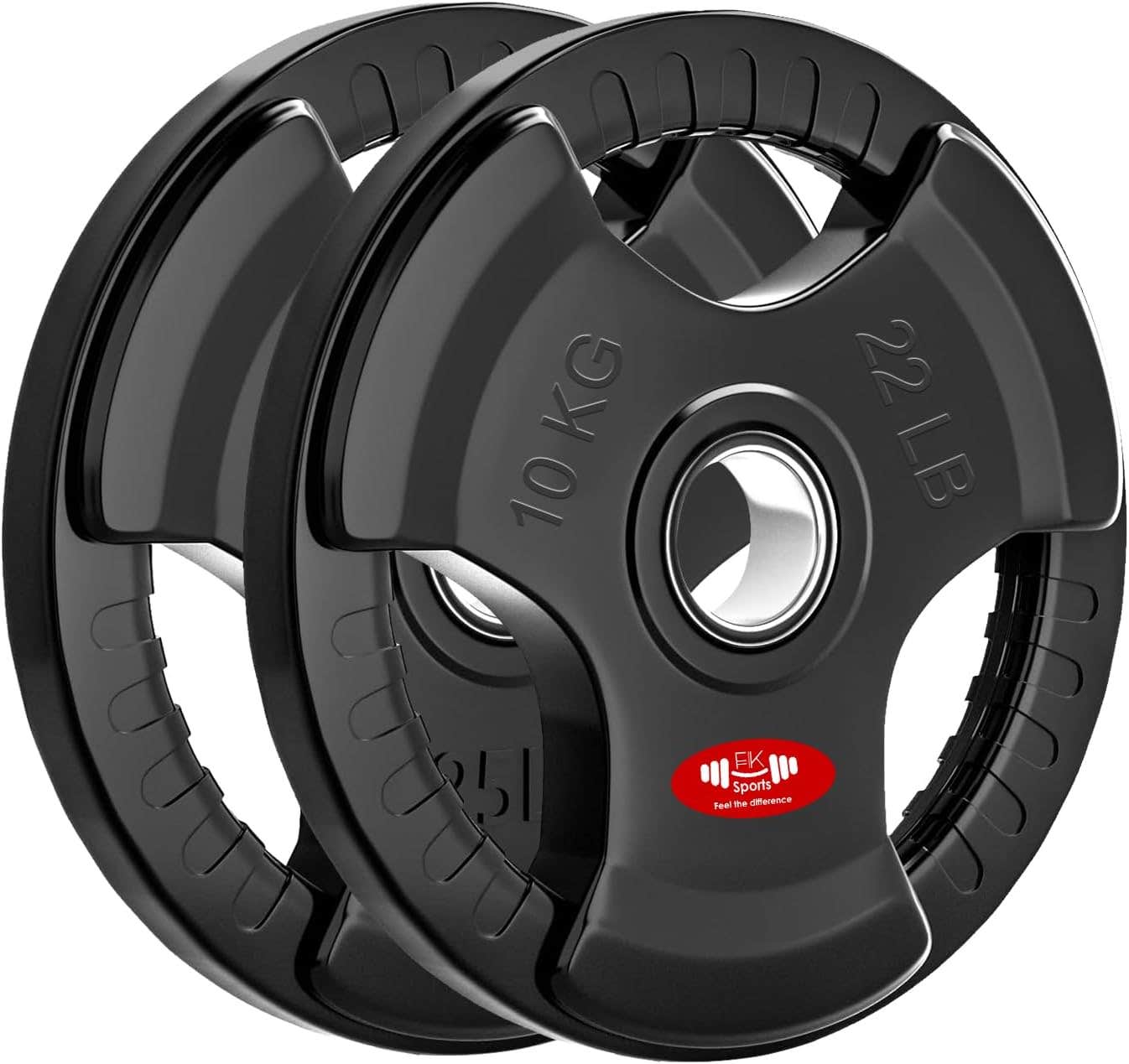 FK Sports Olympic Weight Plates with Rubber Finish – Cast Iron Core, Tri-Grip Design, 2" Opening, Barbell Weight Set for Home & Gym Strength Training – 2.5kg, 5kg, 15kg, 20kg, 25kg Pairs