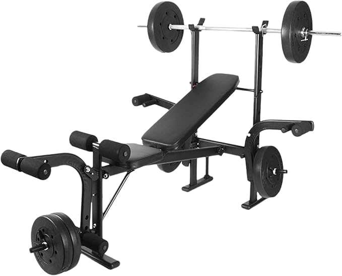 Adjustable Weight Bench Press Set with Leg Developer & Curl Pad - Home Gym Workout Station