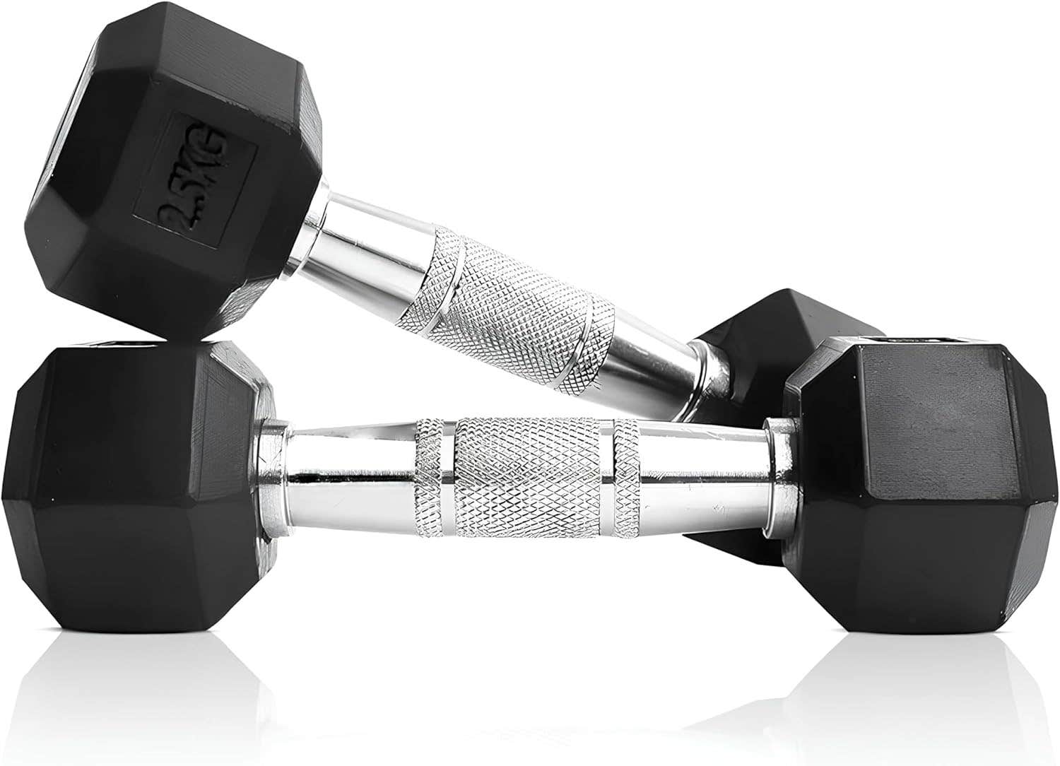 Kiraro Rubber Coated Hex Dumbbells Set - 5kg Pair for Full Body Strength Training