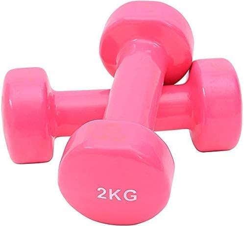 one year warranty_Rubber Dumbbell 2 Kg - Pink