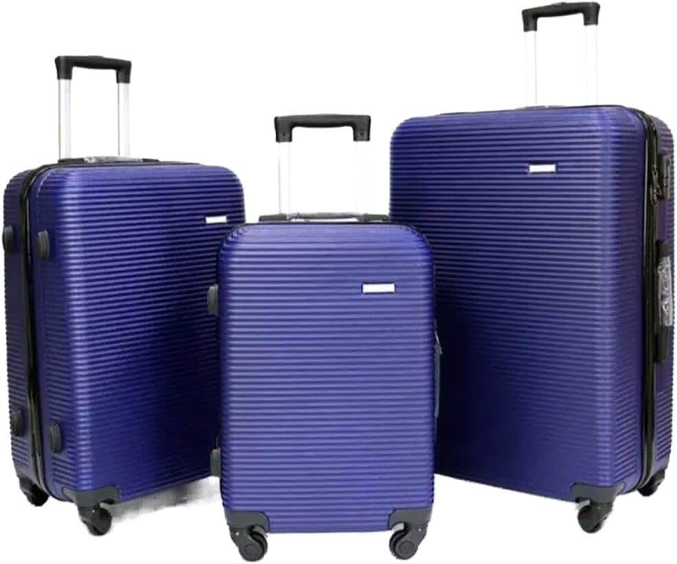 Unbreakable Luggage Trolley Bags with TSA Lock 4 Silent Spinner Wheels Double Zipper Expandable - ABS Navy