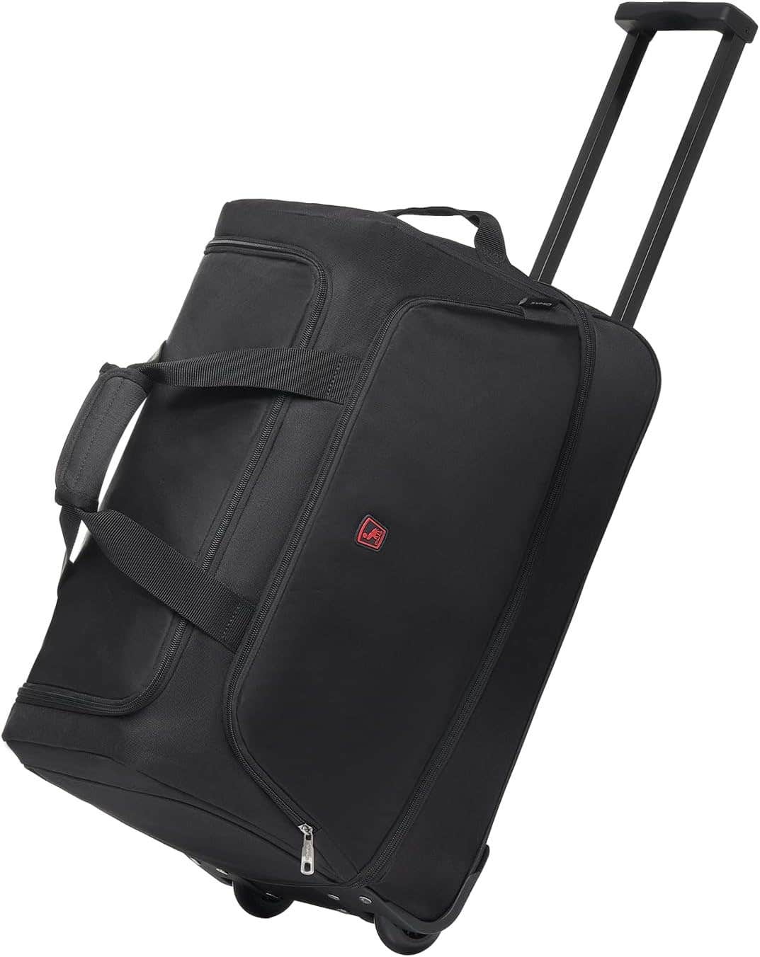 OIWAS Overnight Bag Small Holdall Sports Bag with Wheels Travel Duffle Weekend Roller Case Expandable Wheeled Bag 50L to 60L for Women and Men, All Black, Travel Duffle