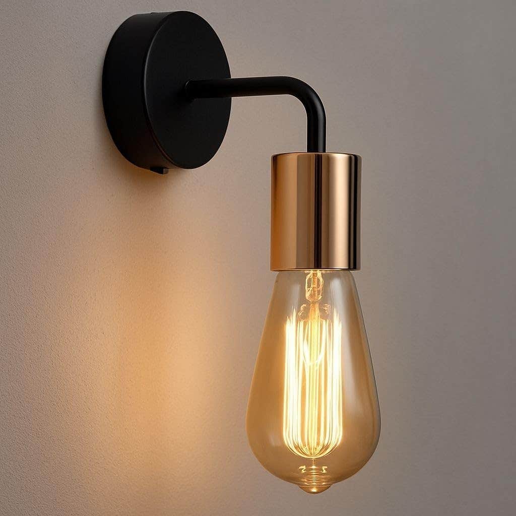 Modern Black and Gold Wall Sconce Light Fixture - Elegant Industrial-Modern Design