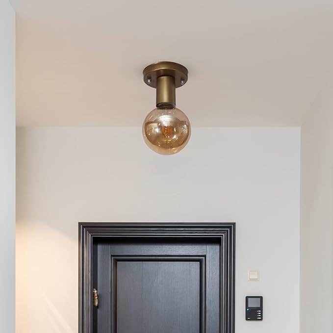 Chrome Semi Flush Mount Ceiling Lamp - Metal - 10x10x14cm