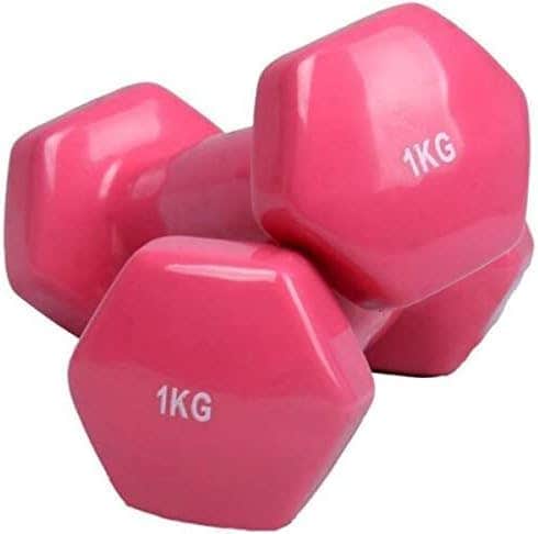 one year warranty_Double dumbbells vinyl - 1KG- Set of 2PCS- Pink