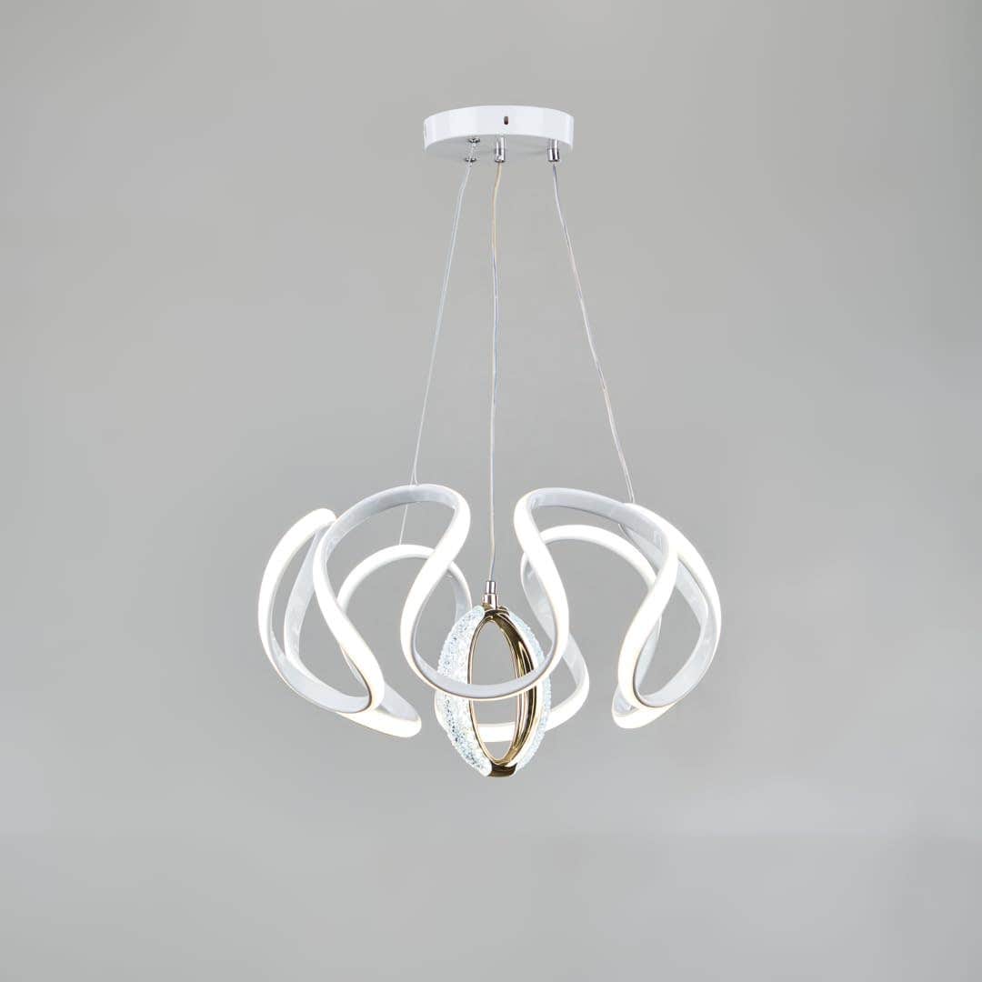Nagafa Shop LED Adjustable Ceiling Chandelier Light - White Aluminum - Energy Efficient - 50cm Size