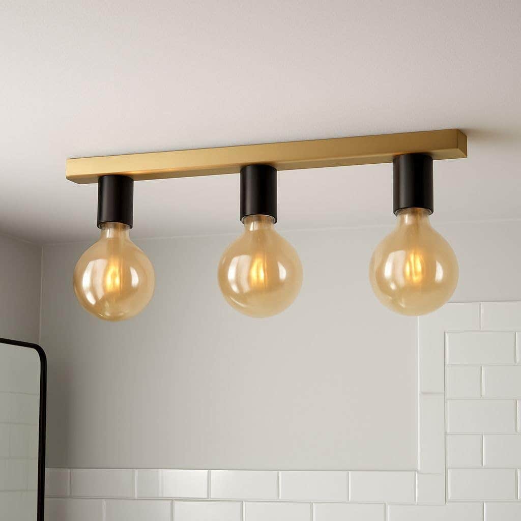 Modern Black and Gold 3-Light Ceiling Track Fixture with Globe Glass Shades