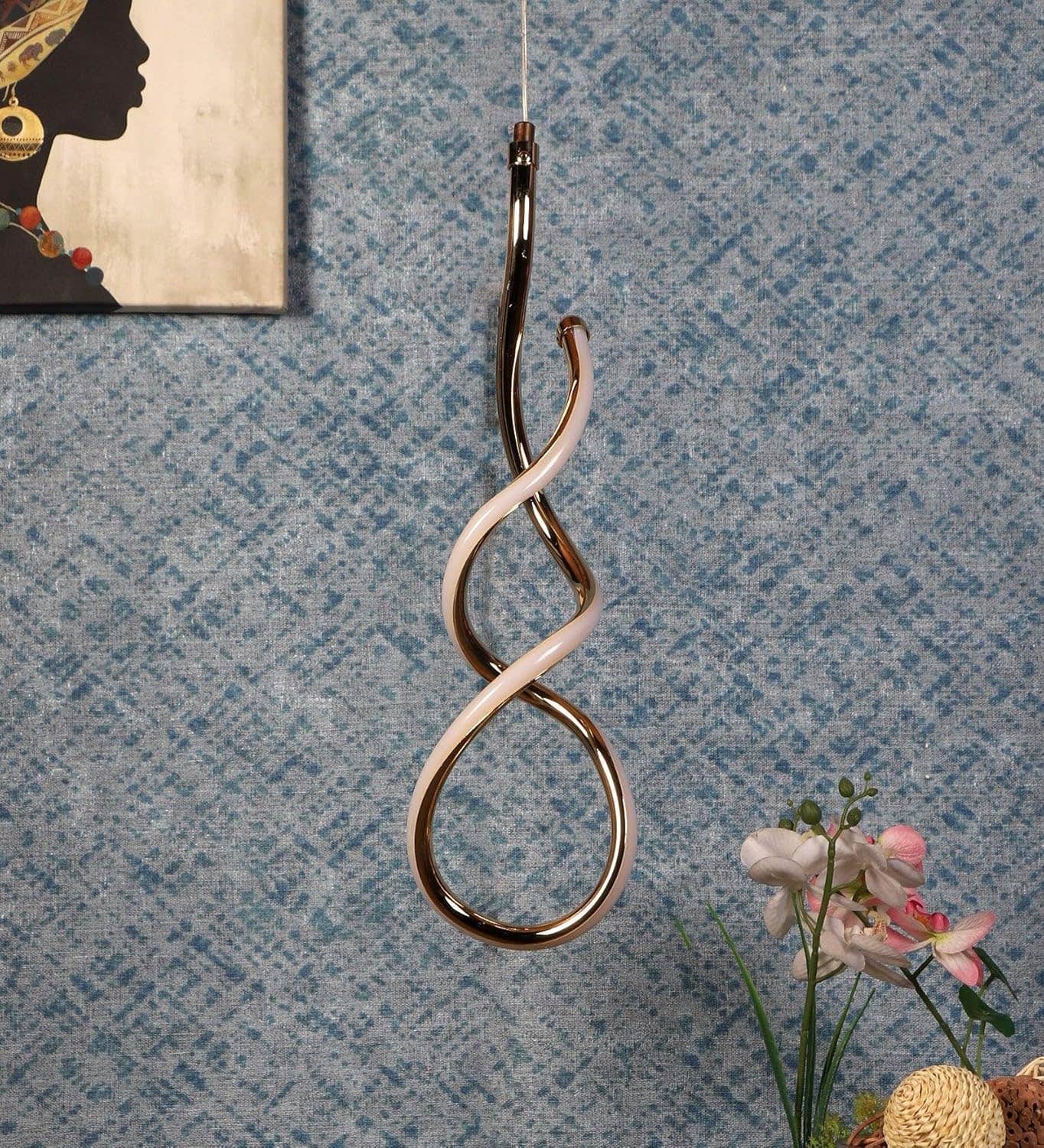 Modern Gold Spiral LED Pendant Light with Remote Control - Dimmable Ceiling Lamp