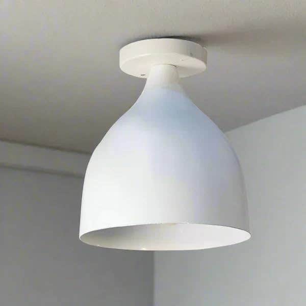 Modern White Metal Dome Ceiling Light - Semi-Flush Mount, Contemporary Design