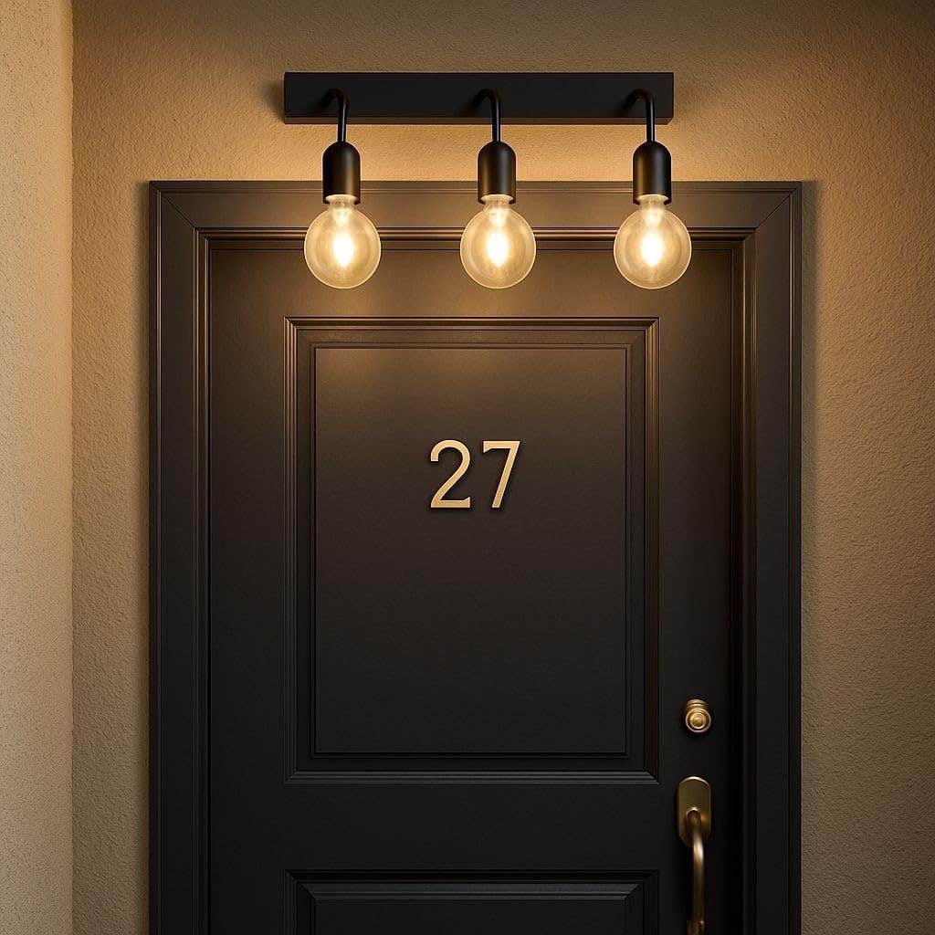 Modern Black Metal Three-Light Wall-Mounted Fixture for Entryways