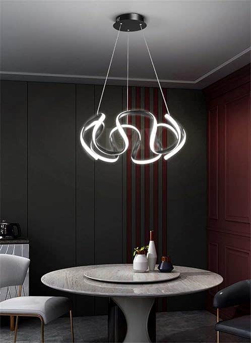 Modern Black LED Chandelier - Dimmable Artistic Design