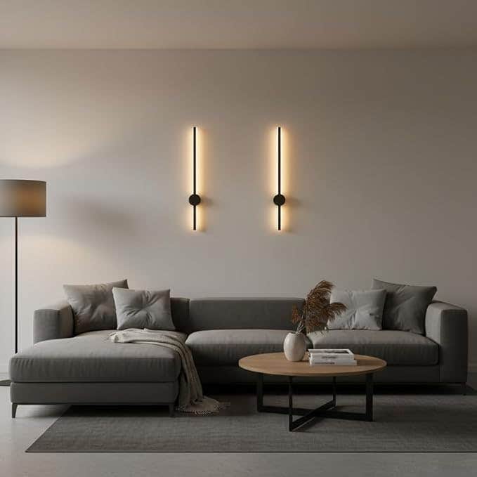 Set of 2 Modern LED Wall Appliques, Indirect Lighting, 3 Color Modes