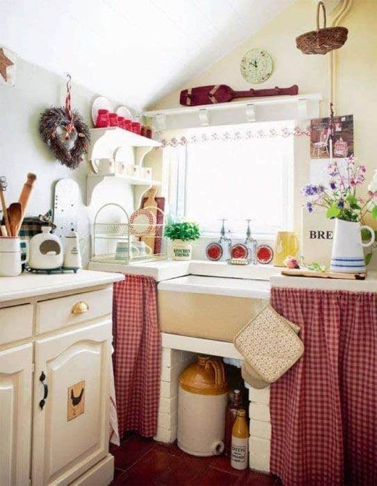 Plaid Country Rustic Under Sink Valance for Kitchen, Polyester, Easy Install