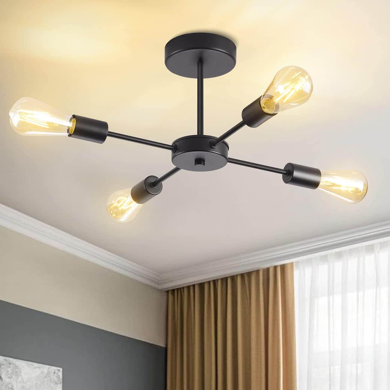 ANWIO Black Vintage Ceiling Lamp - 4 Bulb Pendant Light