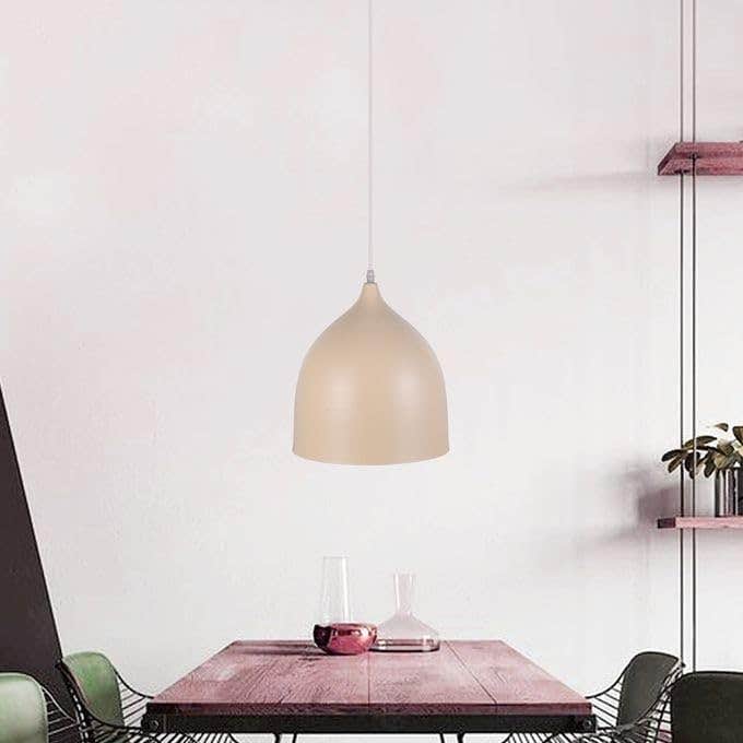 Modern Industrial Pendant Light, Matte Black Dome Shade, Adjustable Cord - Ceiling Lamp for Dining Room, Kitchen
