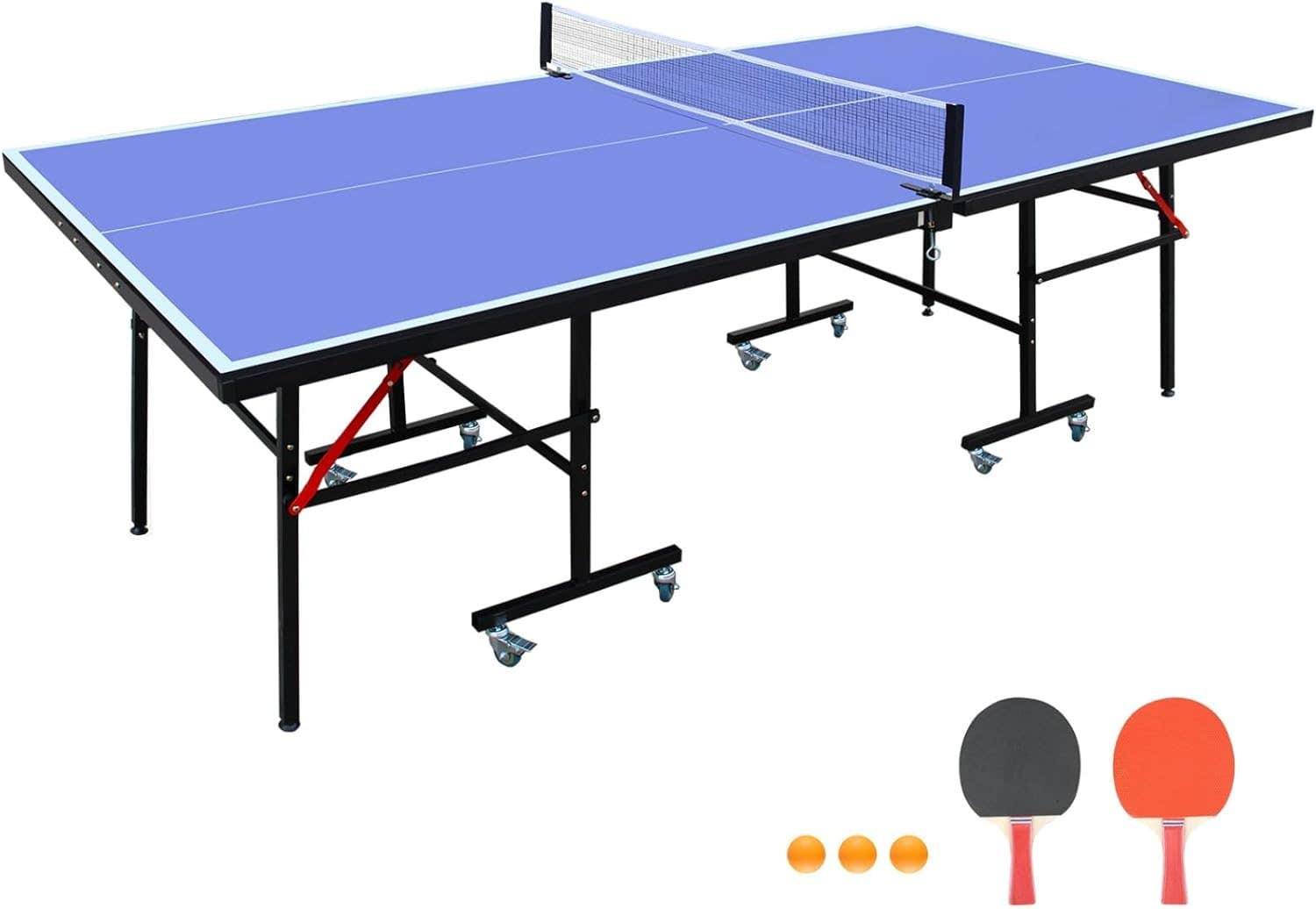 UOCFYK Competition Grade Foldable Ping Pong Table - Regulation Size, Solo Playback Mode