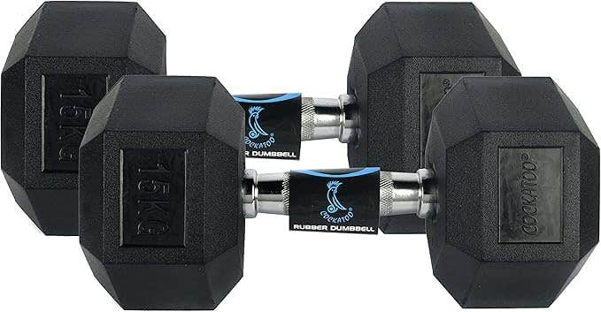 Rubber Coated Professional Hex Dumbbells (Pack Of Two) ; Hex Dumbbells (15 Kg(Each))