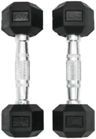 Dumbbell Set, 2.5 kg set of 2, Black, Chrome Handle