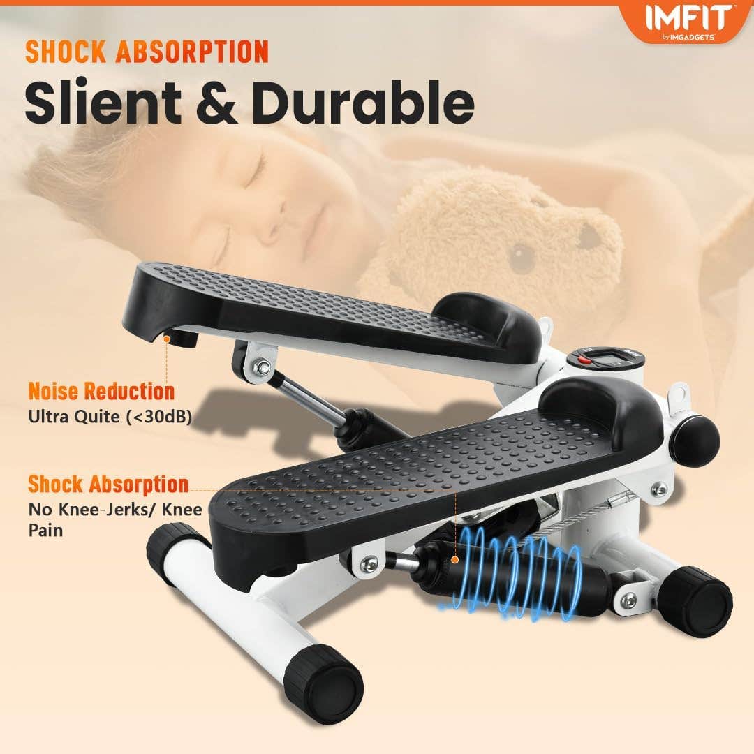 IMGadgets IMFIT Stepper Exercise Machine, Mini Stepper with Resistance Bands, Portable Stair Stepper with Calories Count, Exercise Stepping Machine for Home Gym, and Office Workout