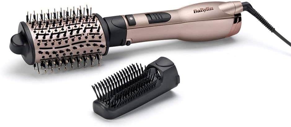 BaByliss Smooth Volume Airbrush | 1000W Drying Power | Ionic Technology | Style While You Dry | Large Oval Ceramic Barrel for Smoothing | Firm & Soft Bristles | 3 Heat Settings (AS90PE)