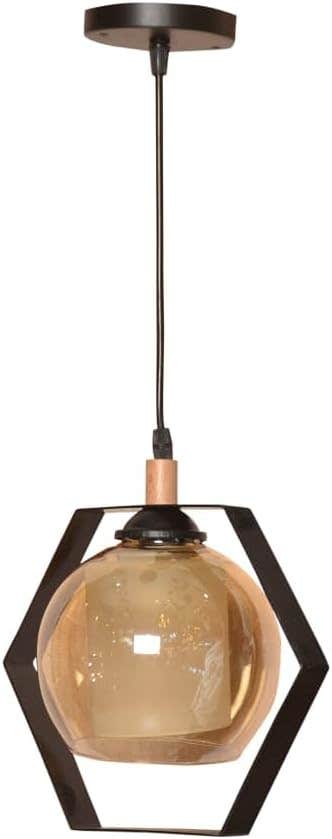 Modern Gold and Black Ceiling Pendant with Tempered Glass