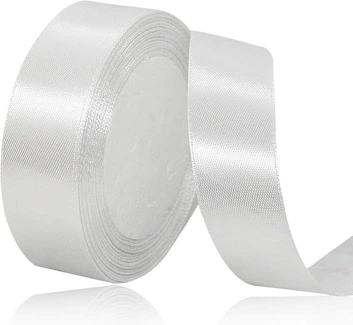 White Satin Ribbon 1 Inch x 25 Yards - Gift Wrapping, Crafts, Bows, Wreaths