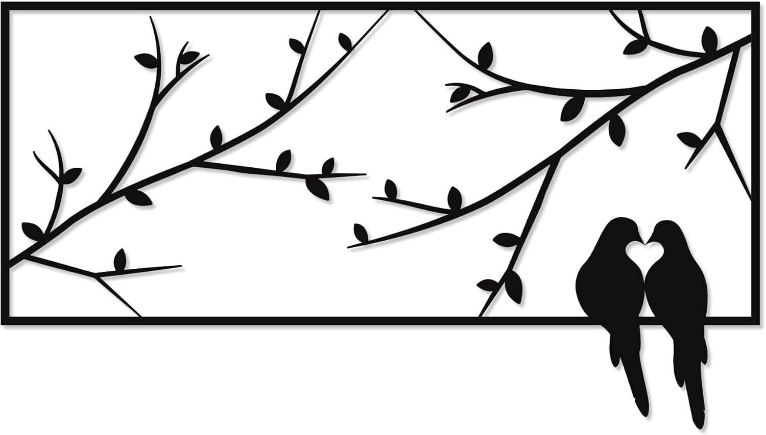 Modern Birds Wooden Wall Art Decor - Home Gallery 44x80 cm - Black