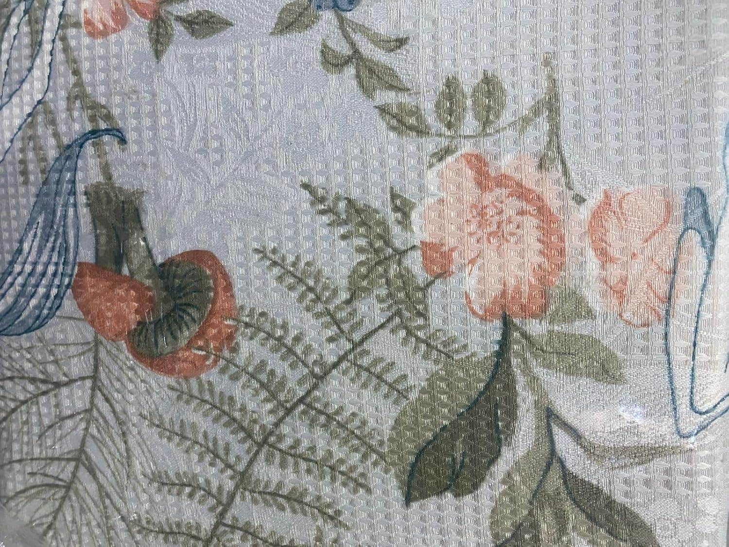 Bed Skirt Floral Coverlet Pike, Botanical Design, Pink, Blue and Green Colors, Soft Cotton Knitted Fabric Size 240 * 220 cm Adds Beauty Only For Excellence Lovers