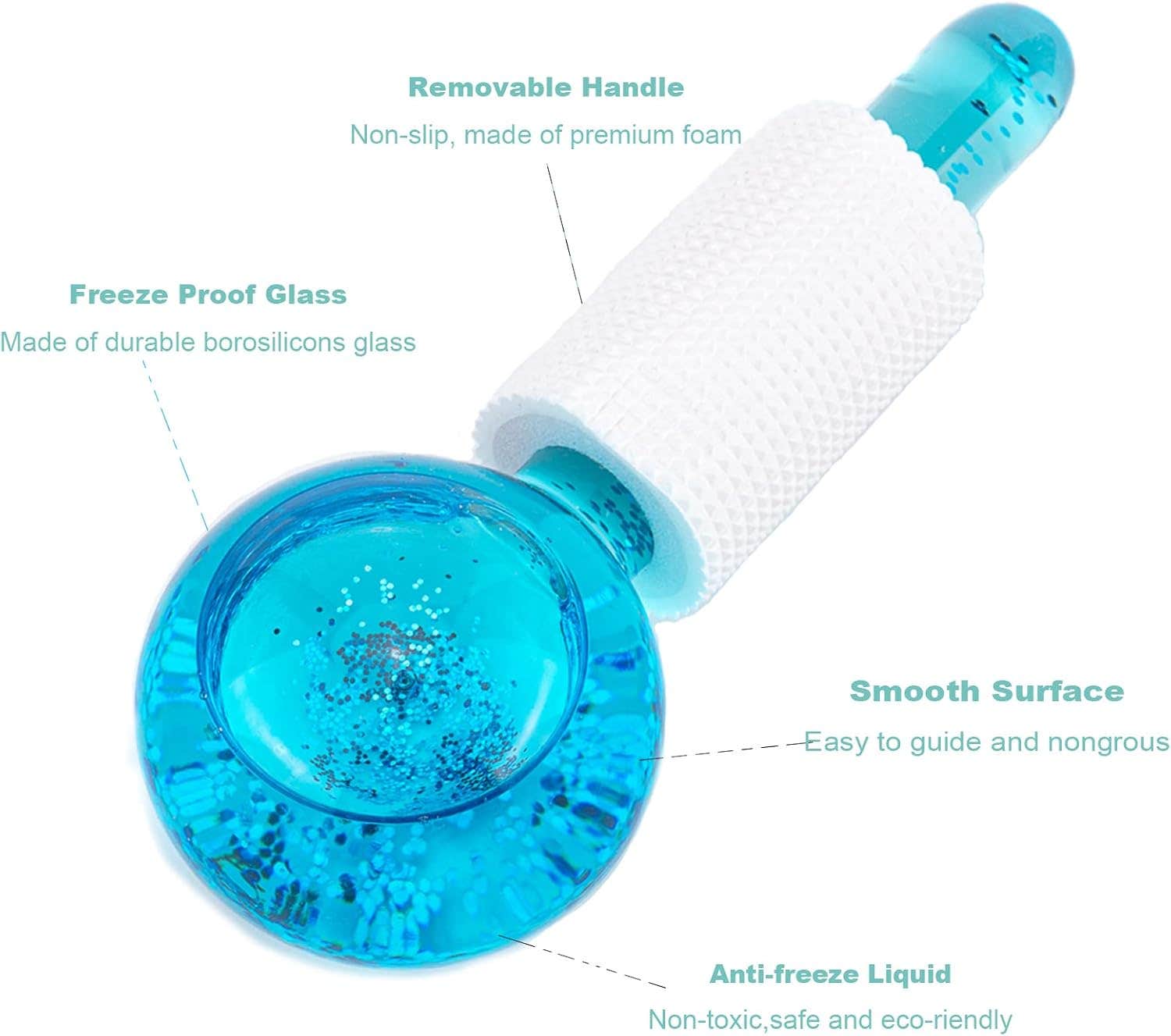 Ice Globes for Face, Highly Effective Facial Globes for Daily Beauty Routines, Freezer Safe Face Massage with Foam Handles, Tighten Skin, Reduce Puffiness & Headaches, Enhance Circulation