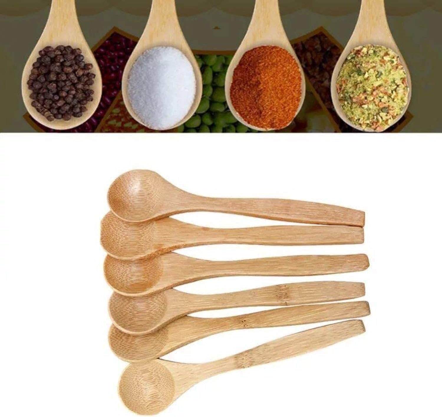 Set Of 6 Small Wooden Spoons - Beige_one year warranty