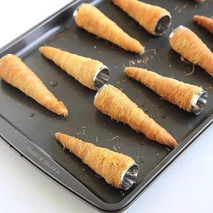 6 Pieces Stainless Steel Metal Dessert Funnel for Kunafa Croissant Pastry /