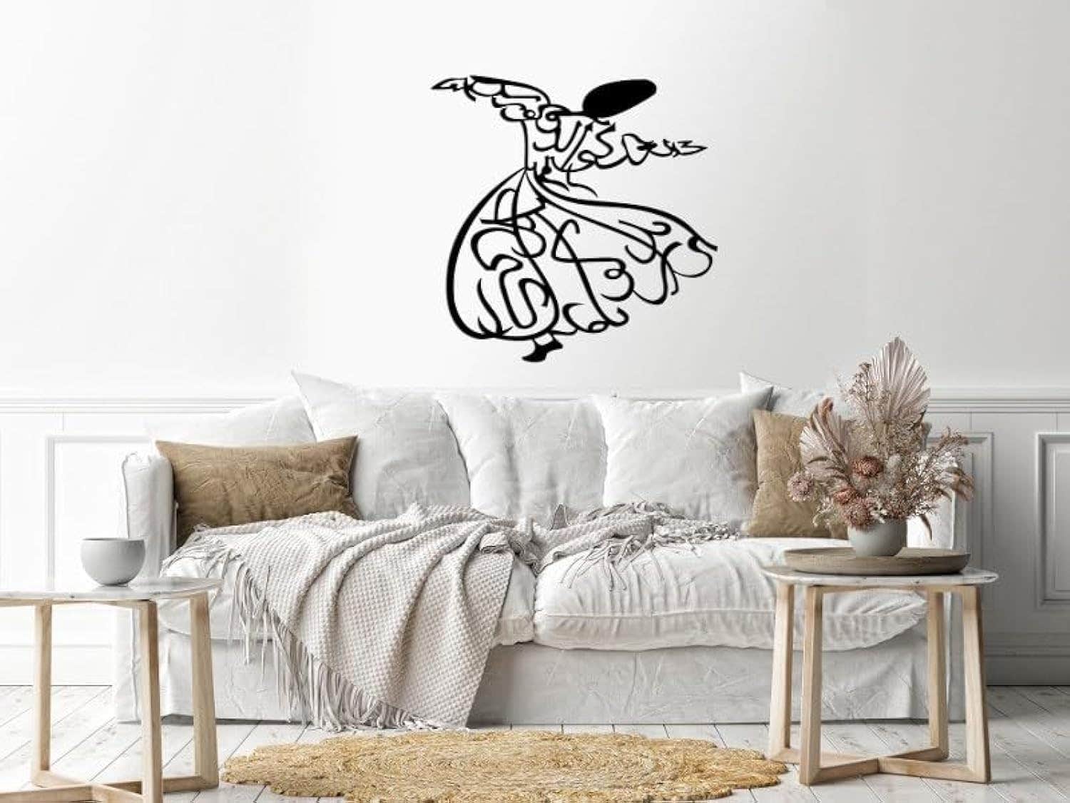 Home Gallery Sufi Dervish Wood Wall Art - Black, 80x80 cm - Engineered Wood