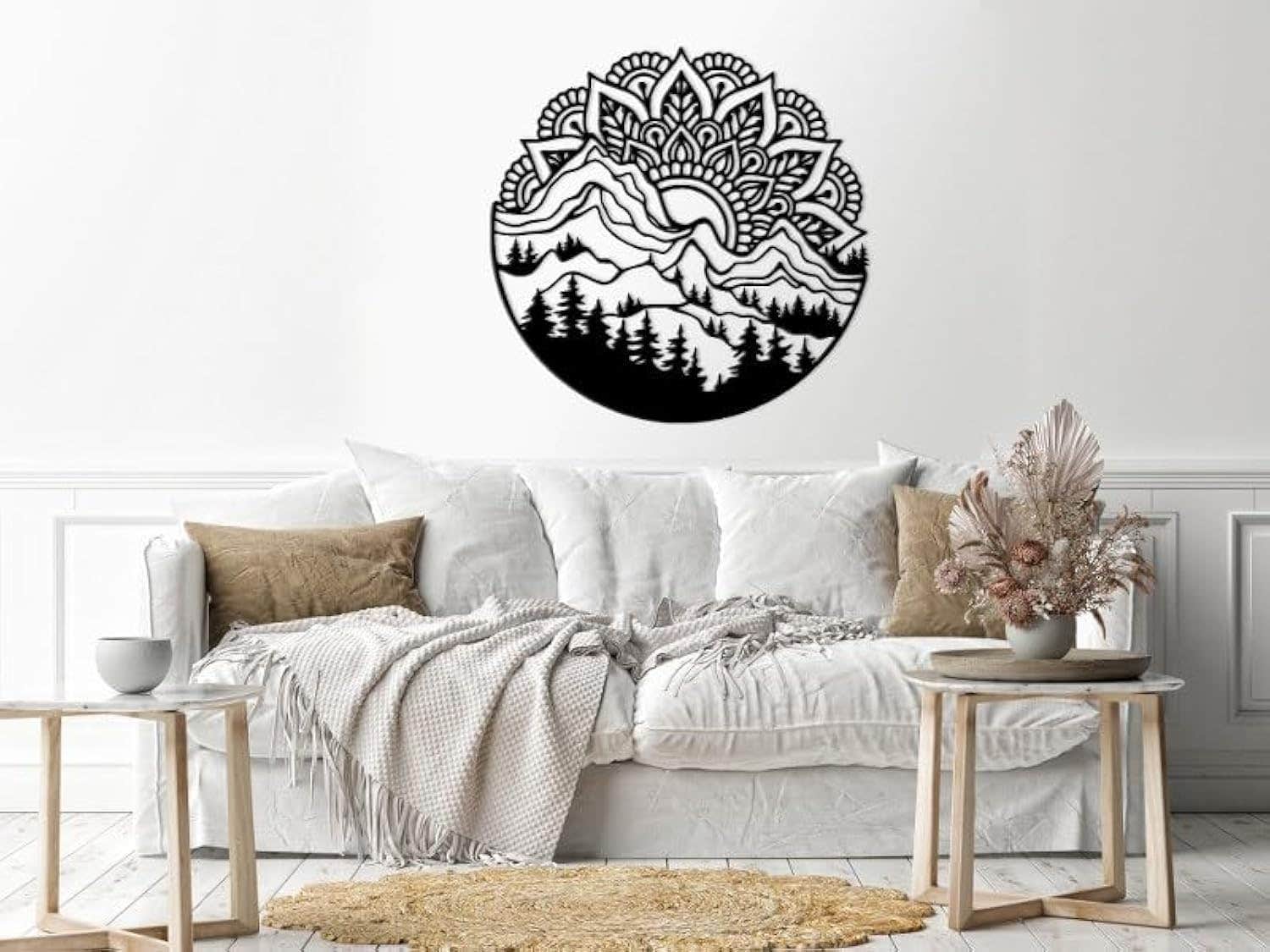 Home Gallery Round Wood Wall Art | 80x80 cm | Engineered Wood | Wall Hanging Decor