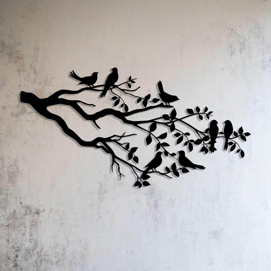 Home Gallery Birds on Branch Wall Art - Wood - 120x60 cm